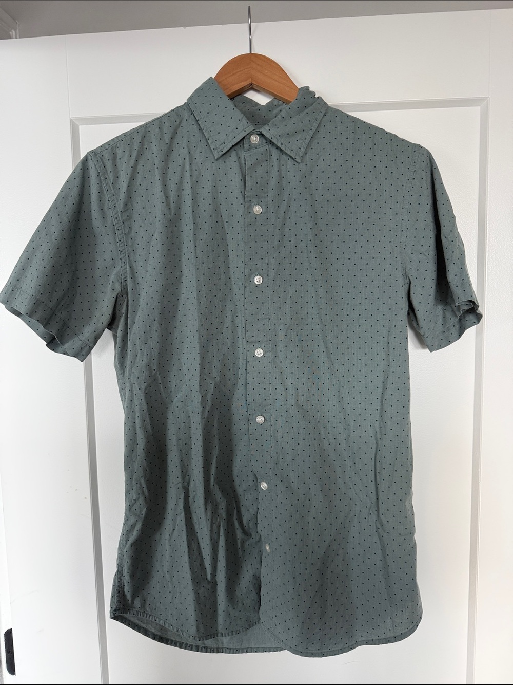 Bonobos Short-Sleeve Button-Down Shirt in Sage Green with Micro Dot